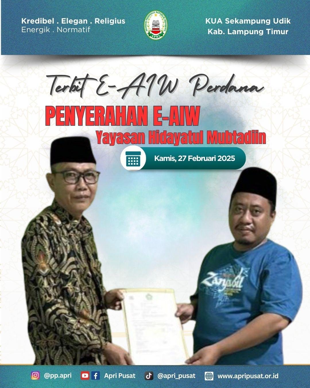 Pecah Telur! 4 Bulan Proses, E-AIW Tanah Wakaf untuk SMA Hidayatul Muhtadiin Akhirnya Terbit