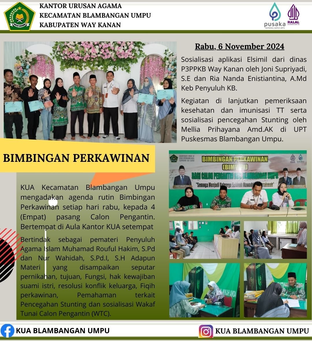 KUA Kecamatan Blambangan Umpu Melaksanakan Bimbingan Perkawinan 