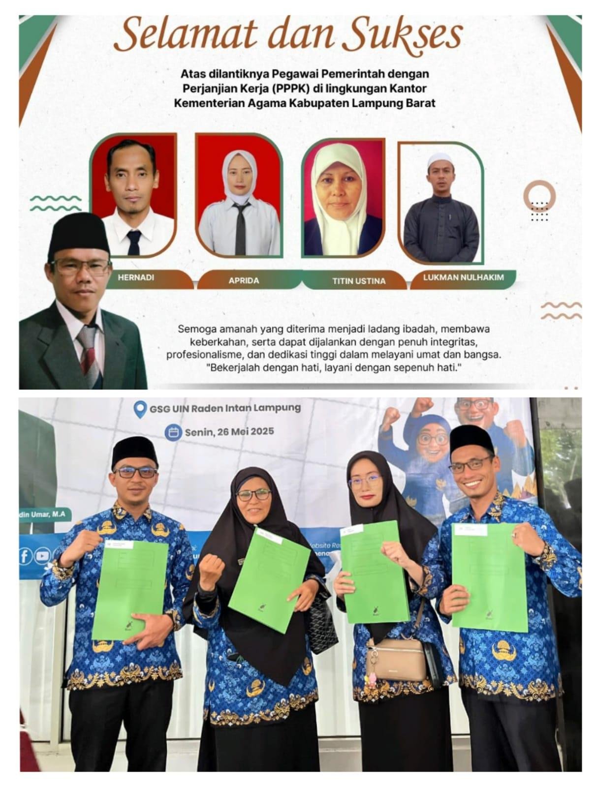 Kepala KUA Balik Bukit Ucapkan Selamat dan Sukses Kepada PPPK yang Dilantik