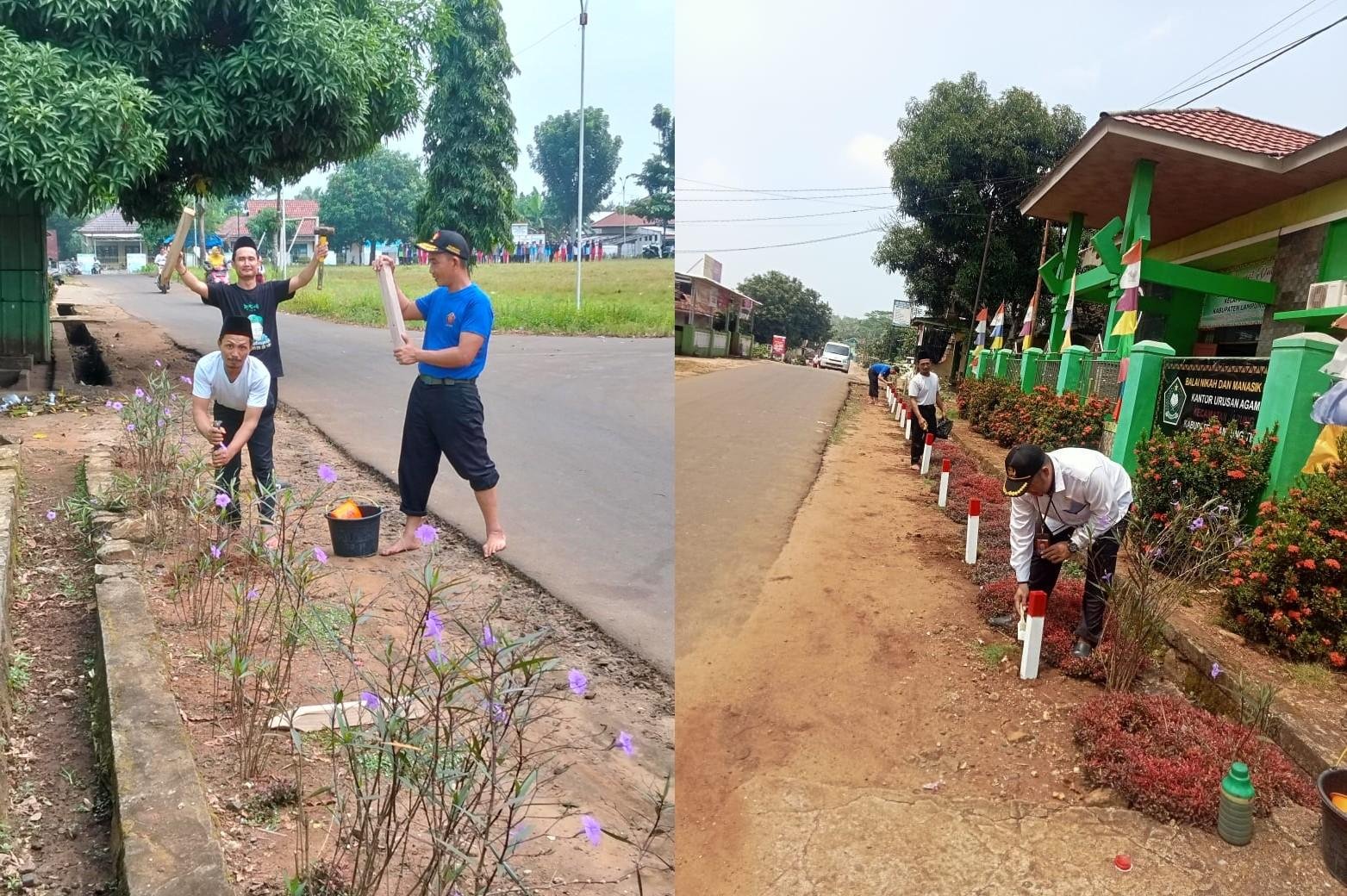 KUA Jabung Semarakkan HUT RI ke-80 dengan Pemasangan Patok Merah Putih