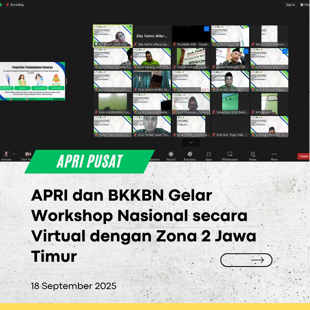 APRI dan BKKBN Gelar Workshop Nasional secara Virtual dengan Zona 2 Jawa Timur