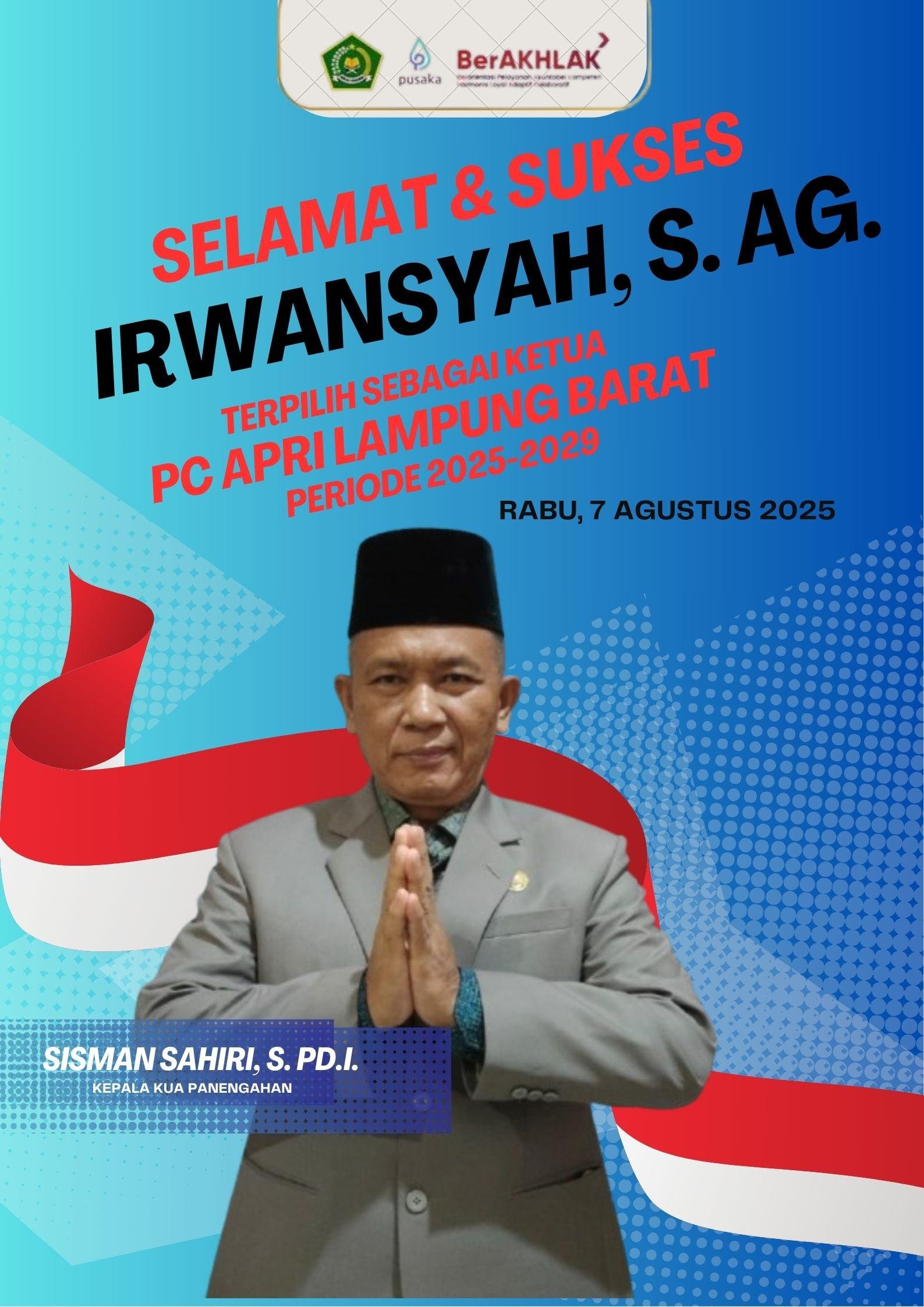 Kepala KUA Panengahan Ucapkan Selamat atas Terpilihnya Irwansyah Pimpin APRI Lampung Barat