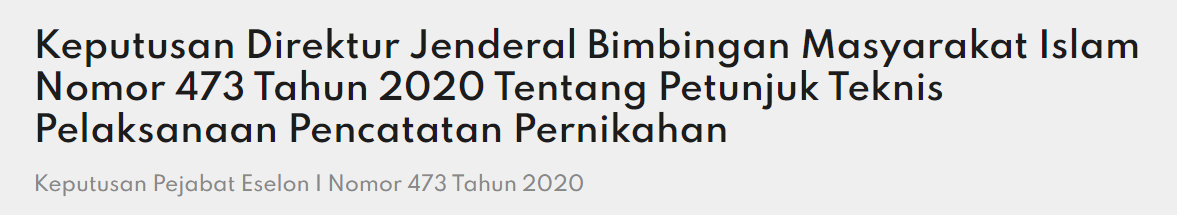 KEPDIRJEN BIMAS ISLAM NOMOR 473 TAHUN 2020_TENTANG  PETUNJUK TEKNIS PELAKSANAAN PENCATATAN PERNIKAHAN